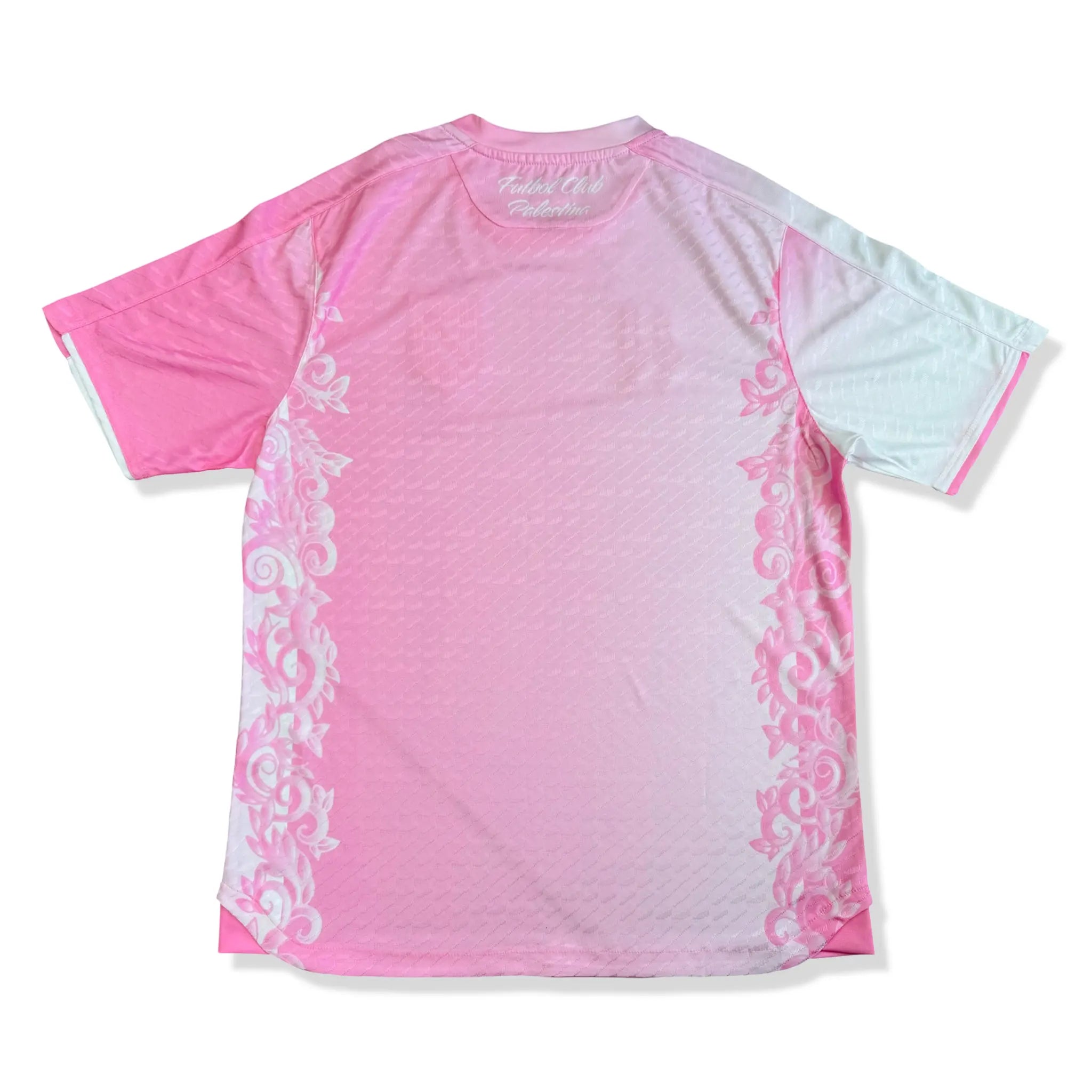 Back View of FC Palestina x Farrah Azam Pink Haze T-Shirt